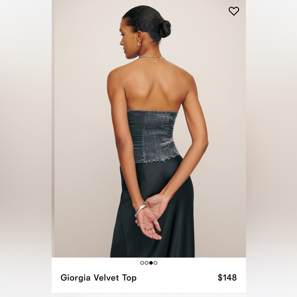 🆕 Reformation Giorgia Velvet Top Grey (Shale) - Size 6 - Picture 3 of 4